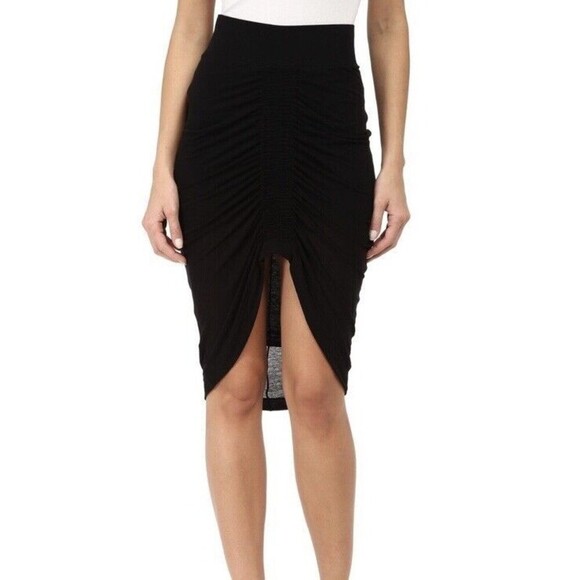 HELMUT LANG Viscose Film Ruched Skirt in Black Size P - Picture 1 of 8